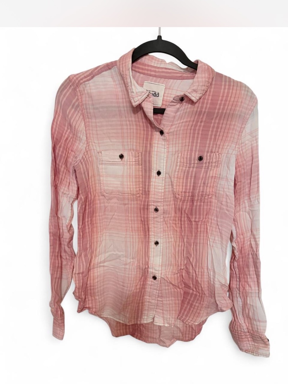 Soft Pink Plaid  Button-Up Shirt